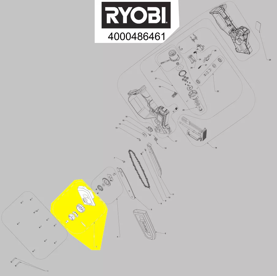 carter avec molette réglage chaine réf. 5131046813 Ryobi